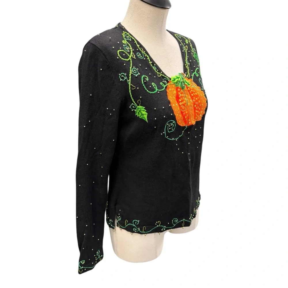 JACK B. QUICK Beaded Pumpkin Fall Top – Size S - Picture 3 of 10